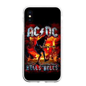 Чехол для iPhone XS Max матовый с принтом AC/DC HELLS BELLS в Тюмени, Силикон | Область печати: задняя сторона чехла, без боковых панелей | ac dc | acdc | acdc ас дс | angus | back in black | highway to hell | mckinnon | you | австралийская | ангус янг | ас дс | асдс | блюз | в форме | гитара | группа | крис слэйд | метал | молния | музыка | певец | рок | рок н ролл | стиви янг