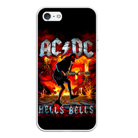 Чехол для iPhone 5/5S матовый с принтом AC/DC HELLS BELLS в Тюмени, Силикон | Область печати: задняя сторона чехла, без боковых панелей | ac dc | acdc | acdc ас дс | angus | back in black | highway to hell | mckinnon | you | австралийская | ангус янг | ас дс | асдс | блюз | в форме | гитара | группа | крис слэйд | метал | молния | музыка | певец | рок | рок н ролл | стиви янг