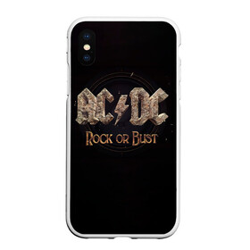 Чехол для iPhone XS Max матовый с принтом AC/DC Rock or Bust в Тюмени, Силикон | Область печати: задняя сторона чехла, без боковых панелей | Тематика изображения на принте: ac dc | acdc | acdc ас дс | angus young | back in black | highway to hell | mckinno | австралийская | ангус янг | ас дс | асдс | блюз | в форме | гитара | группа | крис слэйд | метал | молния | музыка | певец | рок | рок н ролл | стиви янг