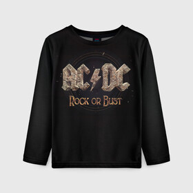 Детский лонгслив 3D с принтом AC/DC Rock or Bust в Тюмени, 100% полиэстер | длинные рукава, круглый вырез горловины, полуприлегающий силуэт
 | ac dc | acdc | acdc ас дс | angus young | back in black | highway to hell | mckinno | австралийская | ангус янг | ас дс | асдс | блюз | в форме | гитара | группа | крис слэйд | метал | молния | музыка | певец | рок | рок н ролл | стиви янг