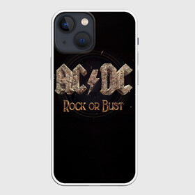 Чехол для iPhone 13 mini с принтом AC DC Rock or Bust в Тюмени,  |  | ac dc | acdc | acdc ас дс | angus young | back in black | highway to hell | mckinno | австралийская | ангус янг | ас дс | асдс | блюз | в форме | гитара | группа | крис слэйд | метал | молния | музыка | певец | рок | рок н ролл | стиви янг