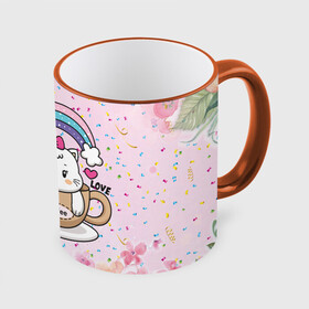 Кружка с полной запечаткой с принтом Милая кошечка в чашке кофе в Тюмени, керамика | ёмкость 330 мл | кот | котик | котята | кофе | кошечка | кошка | радуга | чашка кофе