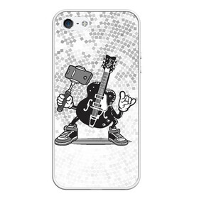 Чехол для iPhone 5/5S матовый с принтом Гитара сэлфи в Тюмени, Силикон | Область печати: задняя сторона чехла, без боковых панелей | peace | selfi | гитара | мир | рок | рокер | сэлфи | фотка | электрогитара