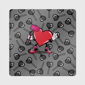 Магнит виниловый Квадрат с принтом Сердечко сэлфи в Тюмени, полимерный материал с магнитным слоем | размер 9*9 см, закругленные углы | Тематика изображения на принте: peace | selfi | мир | сердечко | сердце | сэлфи | фотка