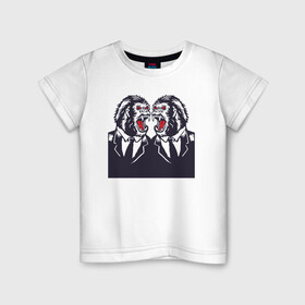 Детская футболка хлопок с принтом Злые обезьяны в костюмах в Тюмени, 100% хлопок | круглый вырез горловины, полуприлегающий силуэт, длина до линии бедер | monkey | гориллы | обезьяны | планета обезьян | человек   обезьяна