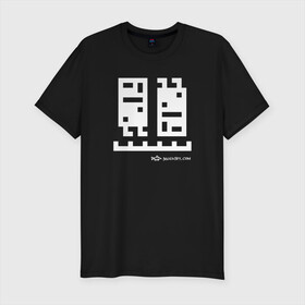 Мужская футболка хлопок Slim с принтом Dancing Homes Wht в Тюмени, 92% хлопок, 8% лайкра | приталенный силуэт, круглый вырез ворота, длина до линии бедра, короткий рукав | архитектура | дома | домики | пиксели