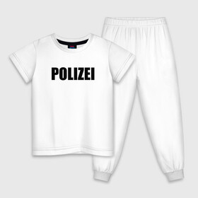 Детская пижама хлопок с принтом POLIZEI Полиция Надпись Черная в Тюмени, 100% хлопок |  брюки и футболка прямого кроя, без карманов, на брюках мягкая резинка на поясе и по низу штанин
 | germany | германия | милиция | надпись | немецкая | сила | структуры | чб | швейцария