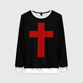 Женский свитшот 3D с принтом Красный Крест в Тюмени, 100% полиэстер с мягким внутренним слоем | круглый вырез горловины, мягкая резинка на манжетах и поясе, свободная посадка по фигуре | геометрия | красный крест | крест | минимализм | религия