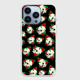 Чехол для iPhone 13 Pro с принтом Черепа и розы   Skull and Roses в Тюмени,  |  | death | gothic | halloween | horror | roses | skeleton | skillet | skull | готика | готические | жуткий | кости | красные розы | листья | скелет | хеллоуин | хоррор | хэллоуин | цветы | череп | черепа в розах | черепа и розы | черепа с