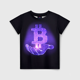Детская футболка 3D с принтом BITCOIN IN HAND | БИТКОИН в Тюмени, 100% гипоаллергенный полиэфир | прямой крой, круглый вырез горловины, длина до линии бедер, чуть спущенное плечо, ткань немного тянется | bitcoin | btc | coin | биткоин | биткойн | валюта | деньги | криптовалюта | монета | платёжная система | технология