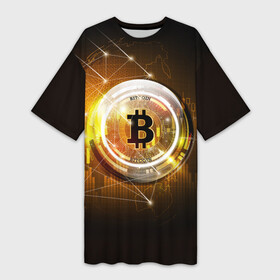 Платье-футболка 3D с принтом КРИПТОВАЛЮТА БИТКОИН в Тюмени,  |  | bitcoin | btc | coin | биткоин | биткойн | валюта | деньги | криптовалюта | монета | платёжная система | технология
