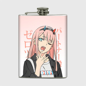 Фляга с принтом Zero Two Darling in the Franxx в Тюмени, металлический корпус | емкость 0,22 л, размер 125 х 94 мм. Виниловая наклейка запечатывается полностью | Тематика изображения на принте: 02 | anime girl | darling in the franxx | zero two | аниме | дарлинг во франксе | девушка с розовыми волосами | манга | милый во франксе | ноль два | розовые волосы | тян