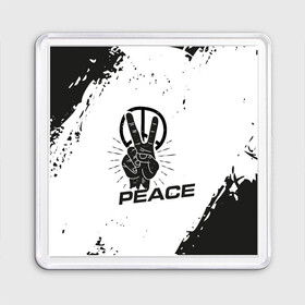 Магнит 55*55 с принтом Peace | Мир (Z) в Тюмени, Пластик | Размер: 65*65 мм; Размер печати: 55*55 мм | anarchy | hippies | peace | анархизм | анархия | два пальца | знак | знаки | любовь | мир | хиппи