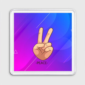Магнит 55*55 с принтом ВСЕМ МИР | PEACE (Z) в Тюмени, Пластик | Размер: 65*65 мм; Размер печати: 55*55 мм | Тематика изображения на принте: anarchy | hippies | peace | анархизм | анархия | два пальца | знак | знаки | любовь | мир | мир всем | хиппи
