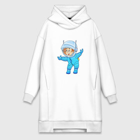 Платье-худи хлопок с принтом Счастливый космонавт в Тюмени,  |  | астронавт | звезды | космонавт | космос | полет в космос | скафандр