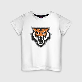 Детская футболка хлопок с принтом Tigers Team в Тюмени, 100% хлопок | круглый вырез горловины, полуприлегающий силуэт, длина до линии бедер | 2022 | animal | cat | lion | tiger | год тигра | животные | зубы | кот | кошка | лев | охотник | полосатый | природа | тигр | тигренок | тигрица | хищник