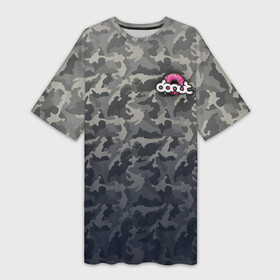 Платье-футболка 3D с принтом Donut в Тюмени,  |  | camouflage | donut | jump | sk8 | skate | камуфляж | пончик | прыжок | скейт