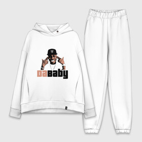 Женский костюм хлопок Oversize с принтом DaBaby в Тюмени,  |  | baby jesus | dababy | rapper dababy | джонатан линдейл кирк | рэп | рэпер