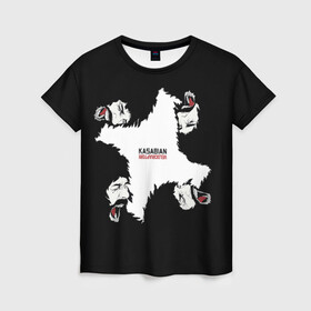 Женская футболка 3D с принтом KASABIAN в Тюмени, 100% полиэфир ( синтетическое хлопкоподобное полотно) | прямой крой, круглый вырез горловины, длина до линии бедер | alternative | british | england | gringe | indy | kasabian | rock | альтернатива | англия | британия | инди | касабиан | музыка | рок | фолк