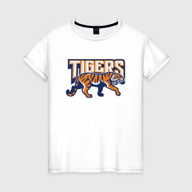 Женская футболка хлопок с принтом Tigers в Тюмени, 100% хлопок | прямой крой, круглый вырез горловины, длина до линии бедер, слегка спущенное плечо | 2022 | animal | cat | lion | tiger | год тигра | животные | зверь | зубы | кот | кошка | лев | новый год | охотник | полосатый | природа | тигр | тигренок | тигрица | хищник