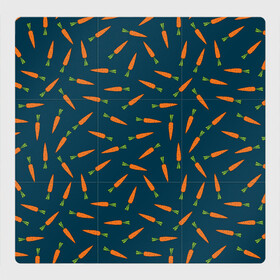 Магнитный плакат 3Х3 с принтом Морковки паттерн в Тюмени, Полимерный материал с магнитным слоем | 9 деталей размером 9*9 см | Тематика изображения на принте: carrot | веган | вегетарианец | еда | зож | морковка | морковки | паттерн | правильное питание | темный принт