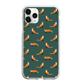Чехол для iPhone 11 Pro матовый с принтом Лисы паттерн в Тюмени, Силикон |  | животные | звери | зеленый цвет | лесные животные | лиса | лисы | оранжевый | паттерн | рыжий