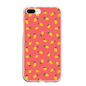 Чехол для iPhone 7Plus/8 Plus матовый с принтом Лимоны на кораловом в Тюмени, Силикон | Область печати: задняя сторона чехла, без боковых панелей | еда | кораловый цвет | лимонный | лимоны | минималистичный | оранжевый | паттерн | упорядоченный паттерн | цитрусовые