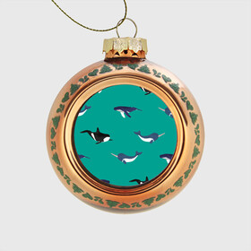 Стеклянный ёлочный шар с принтом Нарвал, киты, касатка паттерн в Тюмени, Стекло | Диаметр: 80 мм | изумрудно зеленый цвет | касатки | киты | морская фауна | морские животные | морские жители | нарвал | океан | паттерн