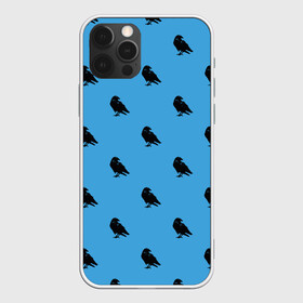 Чехол для iPhone 12 Pro Max с принтом Вороны паттерн в Тюмени, Силикон |  | Тематика изображения на принте: вороны | городская птица | паттерн | птицы | силуэт | синий цвет | черный ворон