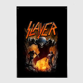 Постер с принтом Slayer в Тюмени, 100% бумага
 | бумага, плотность 150 мг. Матовая, но за счет высокого коэффициента гладкости имеет небольшой блеск и дает на свету блики, но в отличии от глянцевой бумаги не покрыта лаком | metal | slayer | группы | метал | музыка | рок | трэш метал