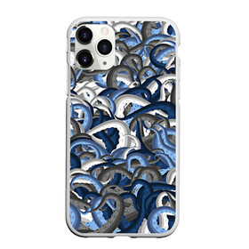 Чехол для iPhone 11 Pro матовый с принтом Синий камуфляж с щупальцами в Тюмени, Силикон |  | камуфляж | ктулху | милитари | море | морской | осьминог | рыбак | щупальца
