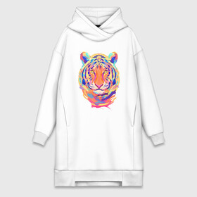 Платье-худи хлопок с принтом Color Tiger в Тюмени,  |  | 2022 | animal | cat | lion | tiger | год тигра | животные | зверь | зубы | кот | кошка | лев | охотник | полосатый | природа | тигр | тигренок | тигрица | хищник