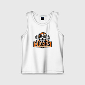 Детская майка хлопок с принтом Football Tigers в Тюмени,  |  | 2022 | animal | cat | football | lion | sport | tiger | год тигра | животные | зверь | зубы | кот | кошка | лев | охотник | полосатый | природа | спорт | тигр | тигренок | тигрица | футбол | хищник