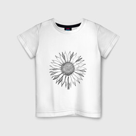Детская футболка хлопок с принтом Подсолнух в Тюмени, 100% хлопок | круглый вырез горловины, полуприлегающий силуэт, длина до линии бедер | sunflower | подсолнух | цветок