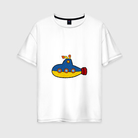 Женская футболка хлопок Oversize с принтом Подводная лодка в Тюмени, 100% хлопок | свободный крой, круглый ворот, спущенный рукав, длина до линии бедер
 | Тематика изображения на принте: submarine | наутилус | подводная лодка