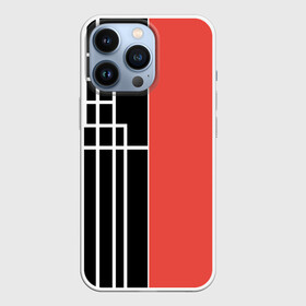 Чехол для iPhone 13 Pro с принтом Черный и коралловый арт деко в Тюмени,  |  | Тематика изображения на принте: абстрактный | арт | арт деко | белые полосы | геометрический | модный | молодежный | полосы | современный | черный и коралловый