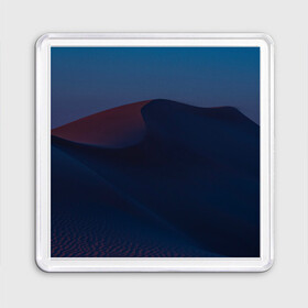 Магнит 55*55 с принтом Ночная пустыня дюна на рассвете в Тюмени, Пластик | Размер: 65*65 мм; Размер печати: 55*55 мм | desert | dune | night | sunrise | sunset | барханы | дюна | закат | ночь | песок | пустыня | рассвет