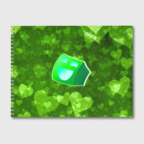 Альбом для рисования с принтом Geometry Dash | Green Love (Z) в Тюмени, 100% бумага
 | матовая бумага, плотность 200 мг. | 2d | arcade | game | geometry dash | meltdown | robtop | аркада | геометри даш | геометрическая черточка | геометрический тире | раннер