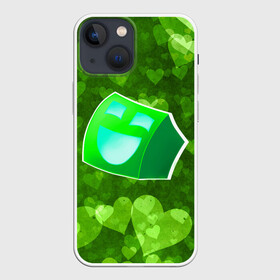 Чехол для iPhone 13 mini с принтом Geometry Dash | Green Love (Z) в Тюмени,  |  | Тематика изображения на принте: 2d | arcade | game | geometry dash | meltdown | robtop | аркада | геометри даш | геометрическая черточка | геометрический тире | раннер