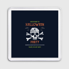 Магнит 55*55 с принтом Halloween Party в Тюмени, Пластик | Размер: 65*65 мм; Размер печати: 55*55 мм | Тематика изображения на принте: halloween | holiday | pumpkin | samayn | vampire | zombie | вампир | ведьма | вечеринка | день всех святых | зомби | карнавал | маскарад | мертвец | оборотень | привидение | самайн | светильник джека | страшный джек | труп