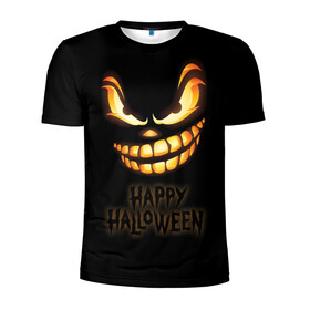 Мужская футболка 3D спортивная с принтом Happy Halloween в Тюмени, 100% полиэстер с улучшенными характеристиками | приталенный силуэт, круглая горловина, широкие плечи, сужается к линии бедра | halloween | holiday | pumpkin | samayn | vampire | zombie | вампир | ведьма | вечеринка | день всех святых | зомби | карнавал | маскарад | мертвец | оборотень | привидение | самайн | светильник джека | страшный джек | труп