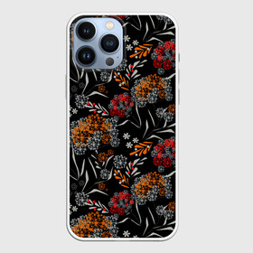 Чехол для iPhone 13 Pro Max с принтом Цветочный модный узор в Тюмени,  |  | красный и желтый | листья | осенние листья | осенний | темный | укроп | цветочный узор | цветы | черный