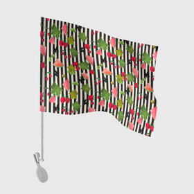 Флаг для автомобиля с принтом Ягодно-арбузный микс  в Тюмени, 100% полиэстер | Размер: 30*21 см | акварель | арбузы | бабочки | вишня | клубника | полосатый | фрукты | черно белые полосы | черные полосы | ягоды
