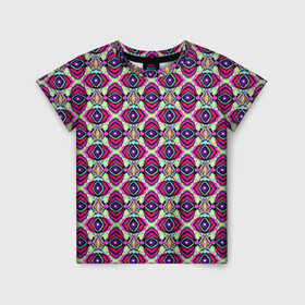 Детская футболка 3D с принтом Абстрактный современный узор в Тюмени, 100% гипоаллергенный полиэфир | прямой крой, круглый вырез горловины, длина до линии бедер, чуть спущенное плечо, ткань немного тянется | арабский | красный | оливковый | орнамент | пляжный | популярный | разноцветный | этнический орнамент