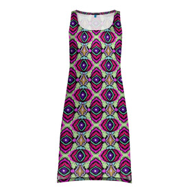 Платье-майка 3D с принтом Абстрактный современный узор в Тюмени, 100% полиэстер | полуприлегающий силуэт, широкие бретели, круглый вырез горловины, удлиненный подол сзади. | арабский | красный | оливковый | орнамент | пляжный | популярный | разноцветный | этнический орнамент