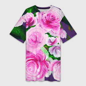 Платье-футболка 3D с принтом Цветы 