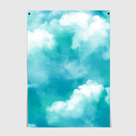 Постер с принтом Голубое Небо | Blue Sky (Z) в Тюмени, 100% бумага
 | бумага, плотность 150 мг. Матовая, но за счет высокого коэффициента гладкости имеет небольшой блеск и дает на свету блики, но в отличии от глянцевой бумаги не покрыта лаком | blue | blue sky | clouds | firmament | heaven | голубая | голубое небо | небеса | облака | облако