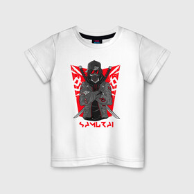 Детская футболка хлопок с принтом Samurai/Самурай в Тюмени, 100% хлопок | круглый вырез горловины, полуприлегающий силуэт, длина до линии бедер | samurai | анархист | воин | катана | мечи | самурай