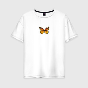 Женская футболка хлопок Oversize с принтом Бабочка в Тюмени, 100% хлопок | свободный крой, круглый ворот, спущенный рукав, длина до линии бедер
 | butterfly | бабочка | крылья | минимализм | насекомые
