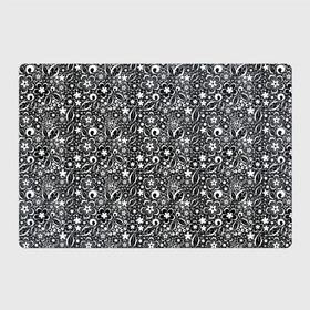 Магнитный плакат 3Х2 с принтом Кружевной черно белый узор в Тюмени, Полимерный материал с магнитным слоем | 6 деталей размером 9*9 см | ажурный | ажурный узор | бумажные цветы | детский | женский | завитушки | кружевной узор | цветочное кружево | цветы